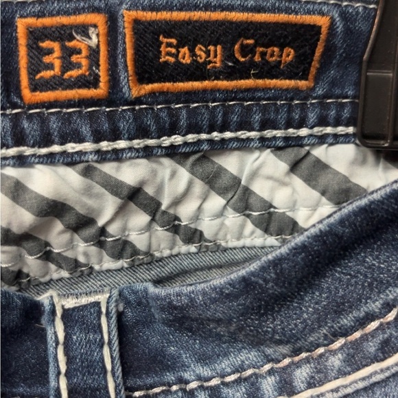 Rock Revival Dark Blue Distressed Denim Capris - Picture 6 of 8